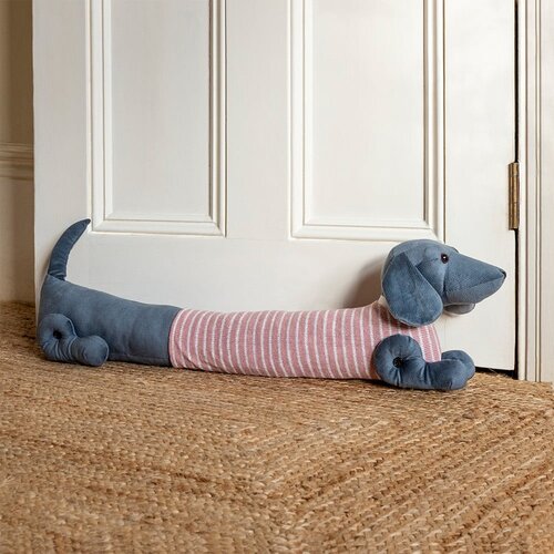 Rex London Rožnato-siva za&amp;scaron;čita za vrata proti prepihu 17x76 cm Sausage Dog &amp;ndash; Slike