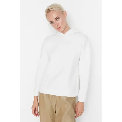 Trendyol White Slit Detailed Knitted Sweatshirt