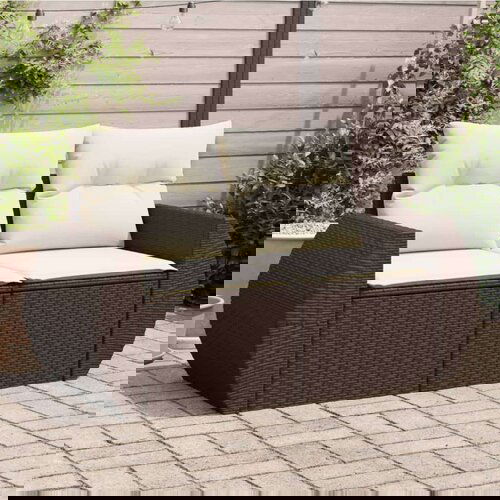  Vrtni dvosjed s jastucima smeđi od poliratana Slike