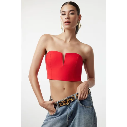 Trendyol Red Crop Lined Woven Bustier