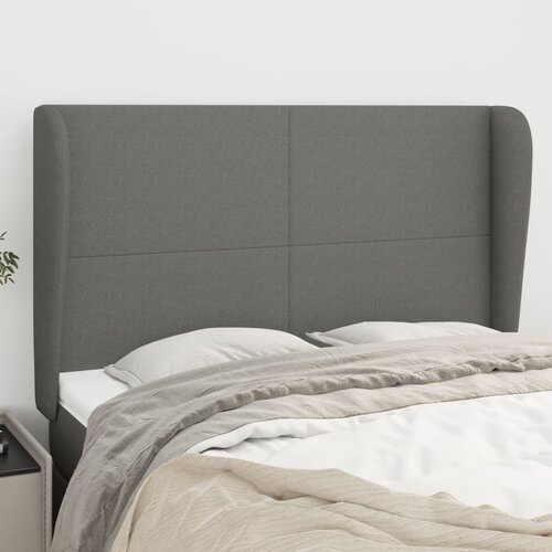 VidaXL Vzglavje z u&amp;scaron;esi temno siv 147x23x118/128 cm blago Slike