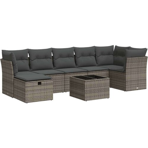 VidaXL 8-dijelni set vrtnih sofa od poliratana s jastucima sivi Slike