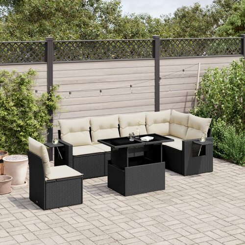 vidaXL 7-dijelni set vrtnih sofa od poliratana s jastucima crni Cijene