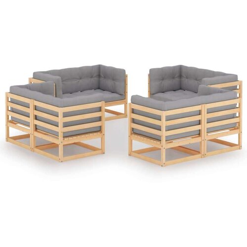  8-dijelna vrtna garnitura od masivne borovine s jastucima Cijene