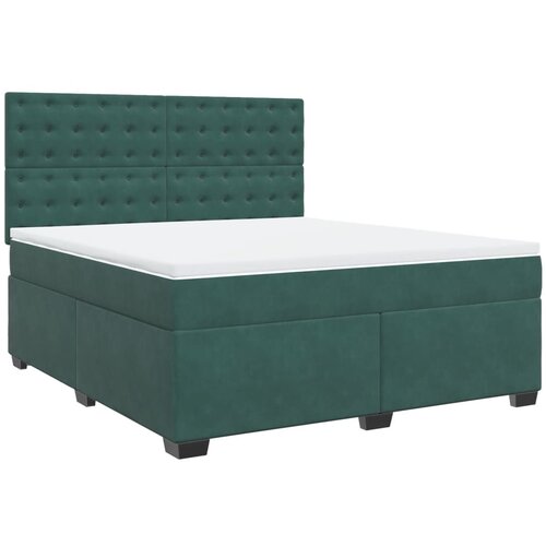 vidaXL Box spring postelja z vzmetnico temno zelena 180x200 cm žamet, (21310224) Cene