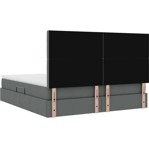  Krevet S LED lampica s pohranom Tamno siva 160 x 200 cm tkanina Slike