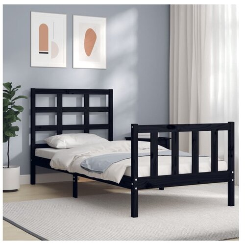 vidaXL Okvir kreveta s uzglavljem crni 2FT6 jednokrevetni masivno drvo Cijene