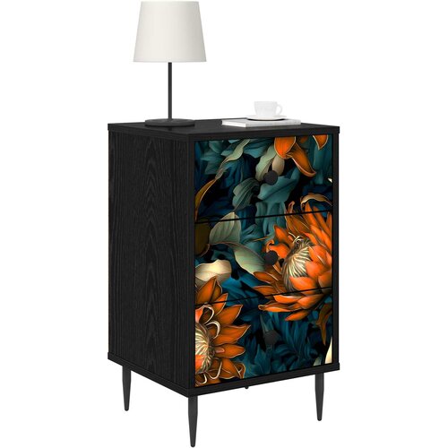  Noćni ormar LOCHEM Crni hrast 36 x 33 x 61 cm Konstruirano drvo Slike