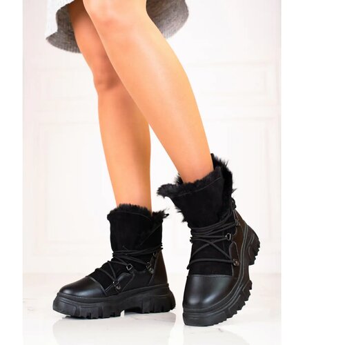SHELOVET Black women&amp;#039;s snow boots with fur Slike