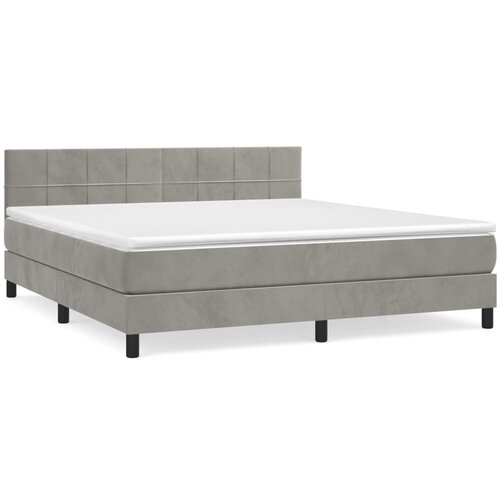 VidaXL Box spring postelja z vzmetnico svetlo siva 160x200 cm žamet, (20884129) Slike