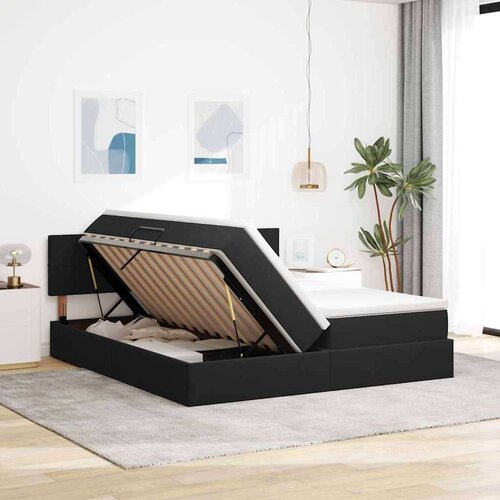  Krevet s od storage s madracem s uzglavljem Crna 90 x 200 cm - Crna 180 x 200 cm Blok sa kvadratićima Slike