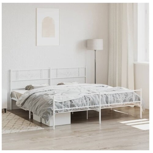 VidaXL Metalni okvir kreveta uzglavlje i podnožje bijeli 183x213 cm Slike