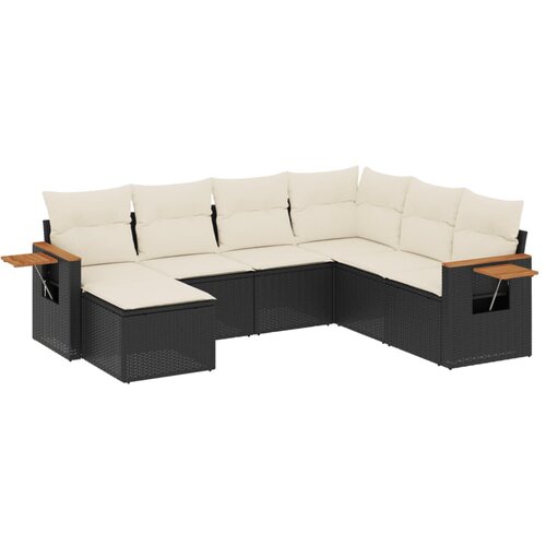  7-dijelni set vrtnih sofa od poliratana s jastucima crni Slike