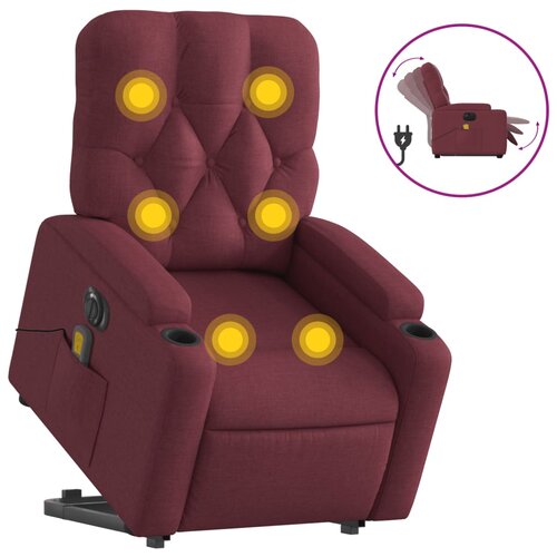 Maison Chic Električni masažni naslanjač - Relax naslanjač s funkcijo vstajanja vinsko rdeč, (22061573) Cene
