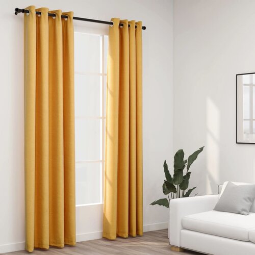 VidaXL Zavjese za zamračivanje s prstenima 2 kom žute 140 x 225 cm Slike