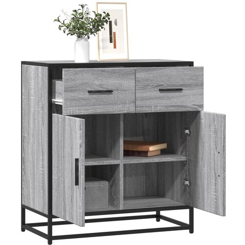 vidaXL Komoda siva sonoma 68x35x76 cm inženirski les in kovina Cene