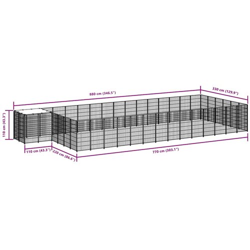  Kavez za pse crni 26,62 m&amp;sup2; čelični Slike