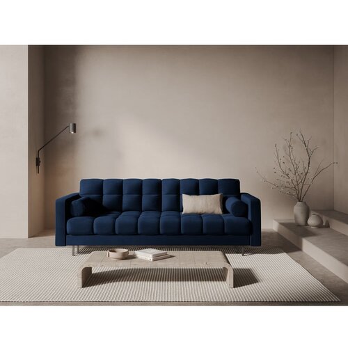 Cosmopolitan Design Temno modra žametna raztegljiva sedežna garnitura s prostorom za shranjevanje 222 cm Bali &amp;ndash; Slike