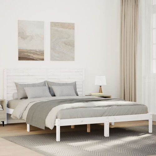 vidaXL Daljši posteljni okvir brez vzmetnice bel 160x210 cm trden les Cene
