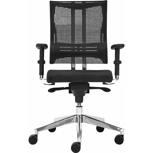  Vrtljiv pisarniški stol NET-MOTION, z mrežastim naslonjalom za hrbet in ledveno oporo, naslonjalo in sedež črna, ogrodje kromirano