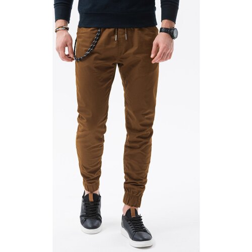 Ombre Hlače Chino / Carrot Mo&amp;scaron;ke jeans hlače joggers (P908BROWN) pisana Slike