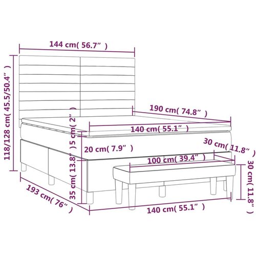 VidaXL Krevet s oprugama i madracem plavi 140 x 190 cm od tkanine Slike