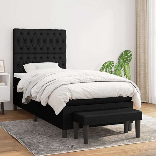 vidaXL Box spring postelja z vzmetnico črna 90x200 cm blago Cene