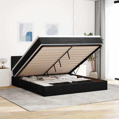 vidaXL Otomanski krevet s madracem i LED crni 160x200cm baršunasti Cene