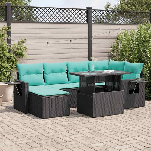 vidaXL 7-dijelni set vrtnih sofa od poliratana s jastucima crni bagrem Cijene
