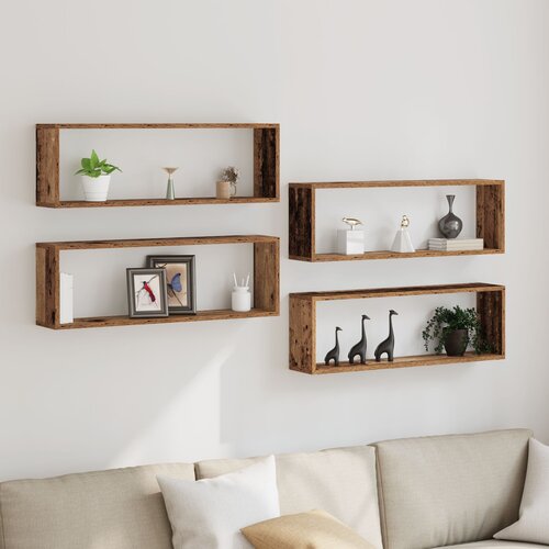 vidaXL Stenska polica Set 4 Stari les Inženirski les 80 x 15 x 26 cm Cene