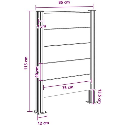  Ograda za kante za smeće Siva 85 x 12 x 115 cm Aluminij i WPC - Siva I oblik 85 cm Slike