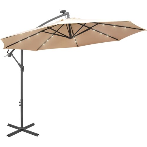  Viseći Suncobran s LED Svjetlom 300 cm Boja Pijeska Metalna Šipka Cijene