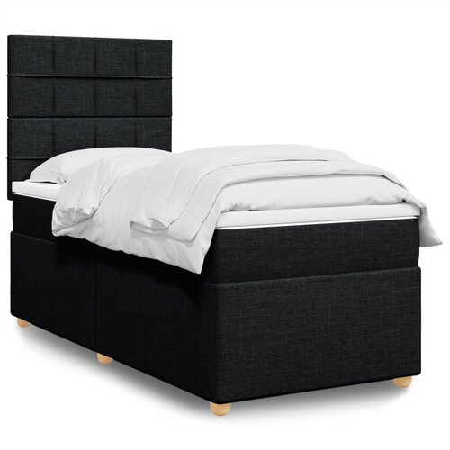 vidaXL Box spring postelja z vzmetnico črna 90x200 cm blago Cene