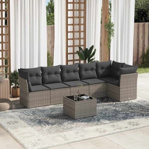  7-dijelni set vrtnih sofa sivi od poliratana Cijene