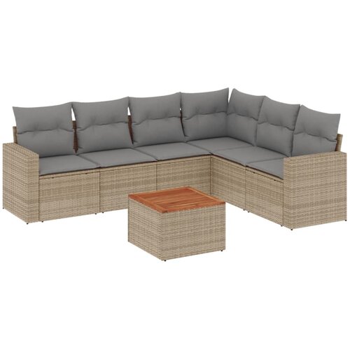  7-dijelni set vrtnih sofa s jastucima bež od poliratana Slike