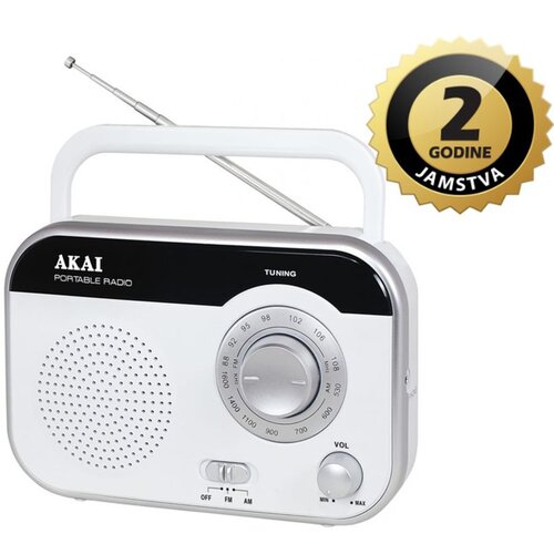 Akai radio FM, AM, analogni, AC, R14 baterije, bijeli PR003A-410 Slike