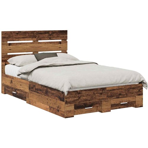 vidaXL Okvir za krevet Staro drvo 120 x 190 cm Konstruirano drvo - Staro drvo 120 x 190 cm Cijene