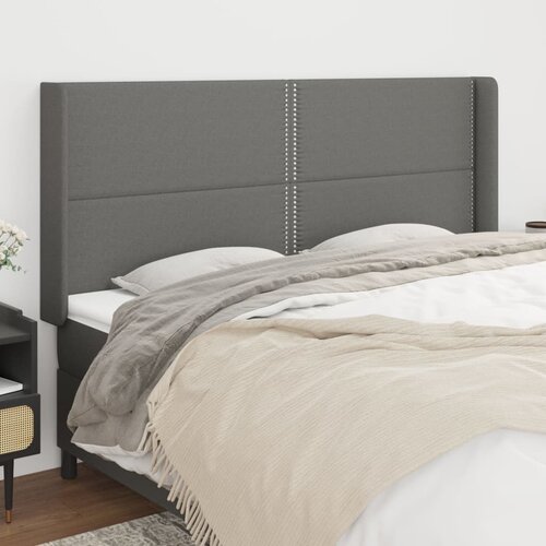 VidaXL Uzglavlje s u&amp;scaron;ima tamnosivi 163x16x118/128 cm od tkanine Slike
