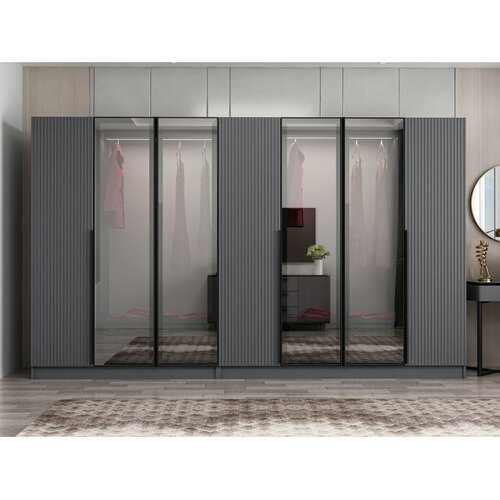 Hanah home ormar sa reflektujućim staklom Nisa 20599, 315 cm, antracit Cene