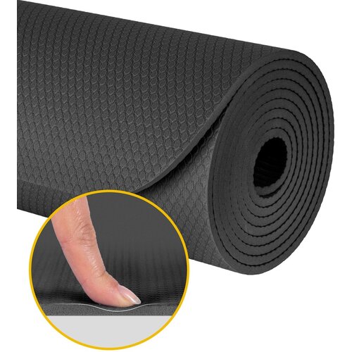 Rebel ACTIVE Strunjača (prostirka) za jogu, pilates i fitnes, 183x61 cm, debljina 4 mm, materijal TPE, crna boja, model RBA-3157-BK Slike