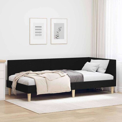 vidaXL Kotna postelja Drugo Črna 100 x 200 cm Tkanina in oblikovan les Cene