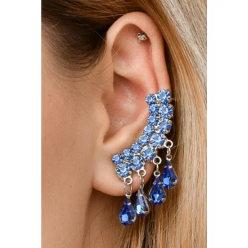 Fenzy elegantni uhani z okrasnimi diamanti, Art378, modri