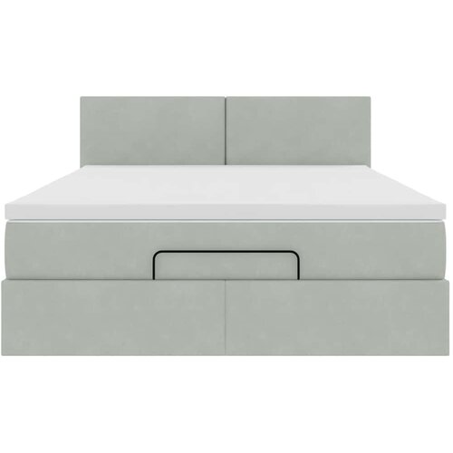  Otomanski krevet s madracem svijetlosivi 140x200 cm bar&amp;scaron;unasti Slike