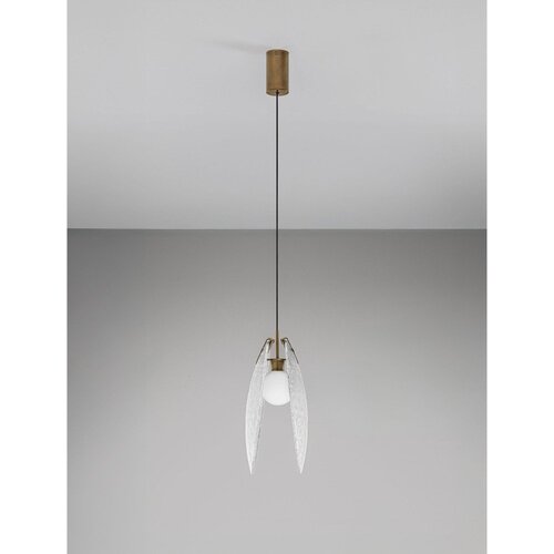 Nova Luce Medeninasta jeklena LED viseča svetilka s steklenim senčilom Shelina &amp;ndash; Slike