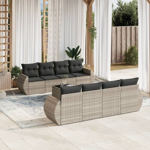 VidaXL 9-dijelni set vrtnih sofa od poliratana s jastucima svjetlosivi Slike