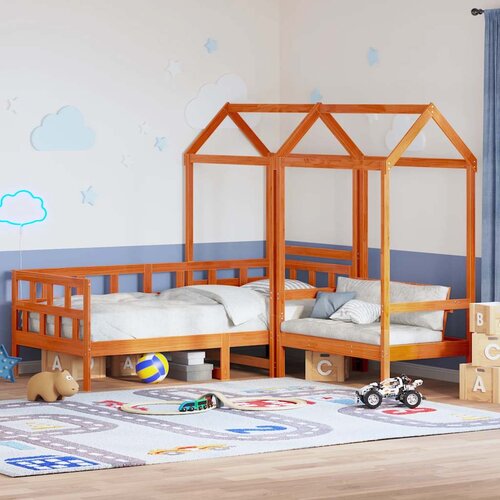  Set dnevnog kreveta s krovom vo&scaron;tano smeđi 80x200 cm borovina Cijene