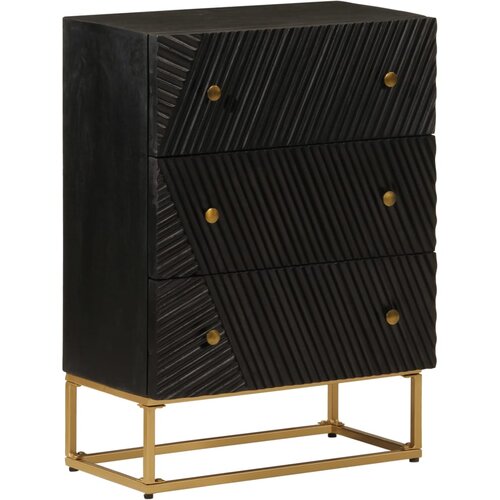  Ladičar crni 55 x 30 x 76 cm od masivnog drva manga i željeza Cijene