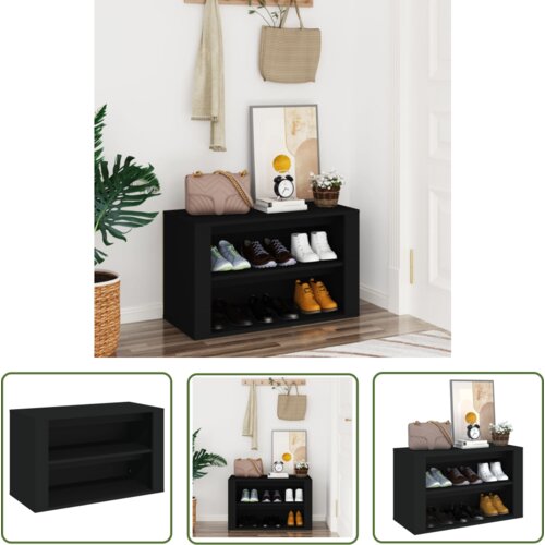 The Living Store Regal za čevlje črn 75x35x45 cm inženirski les - Stojalo Za Čevlje, (21744686) Cene