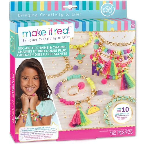 MAKE IT REAL Set za ustvarjanje nakita, - Nakit z neon pom-pomi Slike