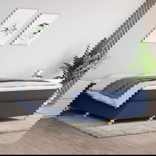 The Living Store Posteljni okvir moder 140x200 cm blago - Box Spring Posteljni Okvir, (21515925) Slike